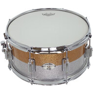 Rogers PowerTone Series Wood Shell Snare Drum in Gold/Silver Two Tone Lacquer Sparkle - 14 x 6.5"