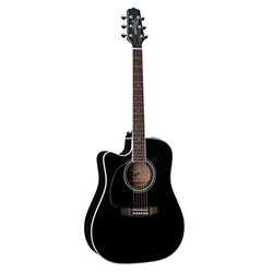 Takamine Legacy Series Left Handed Dreadnought AC/EL Guitar with Cutaway in Black Gloss Finish