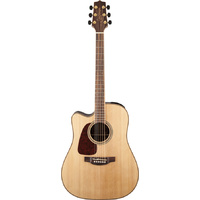 Takamine G90 Series Left Handed Dreadnought AC/EL Guitar with Cutaway in Natural Gloss Finish with 3-Piece Back
