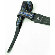 Vorson Black Leather Guitar Strap with Special Design 5 Fabric Inlay