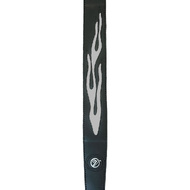 Vorson Black Leather Guitar Strap with Stitched Silver Flame Design
