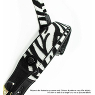 Vorson Black Leather Guitar Strap with Fur-fabric Zebra Pattern