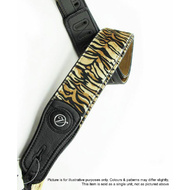 Vorson Black Leather Guitar Strap with Fur-fabric Bengal Tiger Pattern