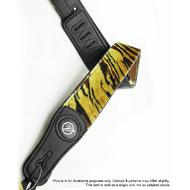 Vorson Black Leather Guitar Strap with Fur-fabric Tiger Pattern