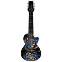 Kealoha Guitalele in Electric Blue Stars Design with Black ABS Resin Body