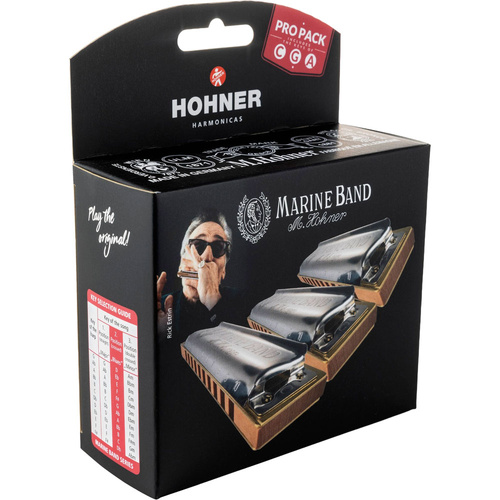 Hohner Marine Band 3-Pce Harmonica Pro Pack in the Keys C, G, A