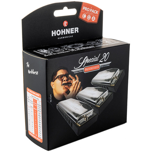 Hohner Special 20 Harmonica 3-Pce Pro Pack in the Keys C, G, A