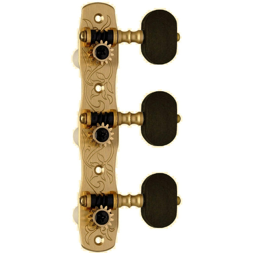 Gotoh 35G1800 Classical Guitar Tuning Machines on Decorative Plate in Solid Brass Finish (3+3)