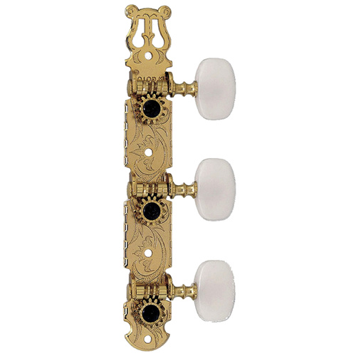 Gotoh 35G450 Classical Guitar Tuning Machines on Decorative Plate in Flash Gold Finish (3+3)