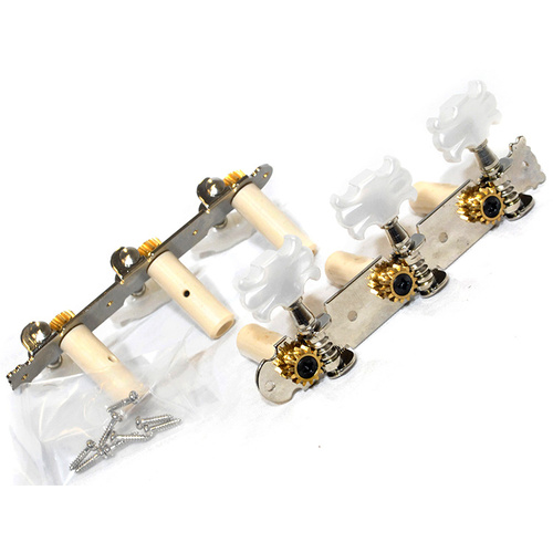 GT LA Series Classical Guitar Tuning Machines on Plate in Chrome Finish (3+3)