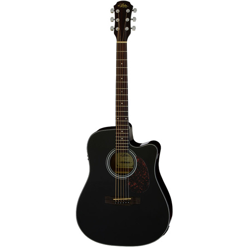 Aria ADW-01 Series Dreadnought AC/EL Guitar with Cutaway in Black Gloss Finish