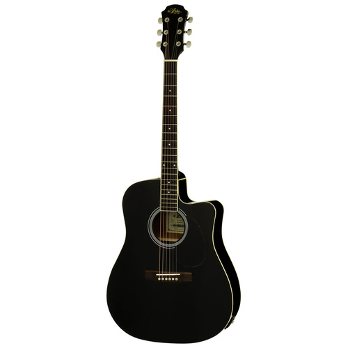 Aria AWN-15 Prodigy Series AC/EL Dreadnought Guitar with Cutaway in Black