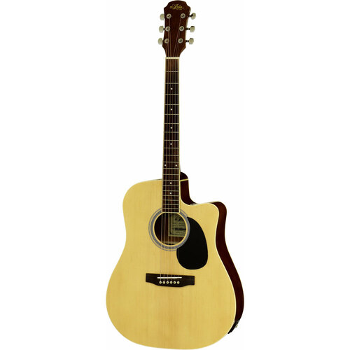 Aria AWN-15 Prodigy Series AC/EL Dreadnought Guitar with Cutaway in Natural Gloss