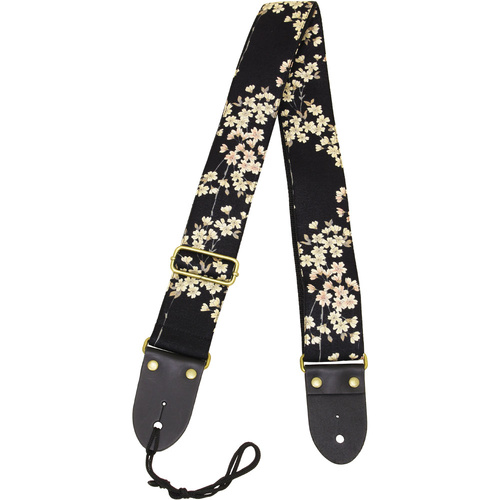 Aria 2" Deluxe Cotton Kimono Guitar Strap with Black Leather ends
