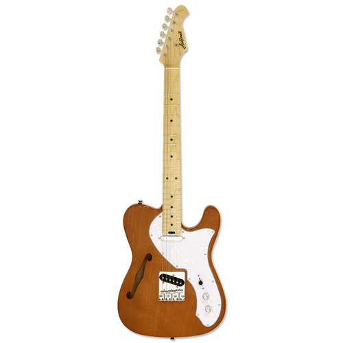 Aria Pro II TEG-Series Semi-Hollow Electric Guitar in Natural with White Pearl Pickguard