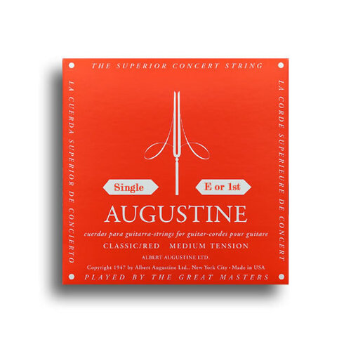 Augustine Classic Red Regular Tension (E-1st) Single Classical Guitar String