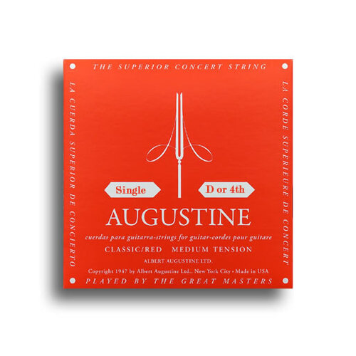 Augustine Classic Red Medium Tension (D-4th) Single Classical Guitar String