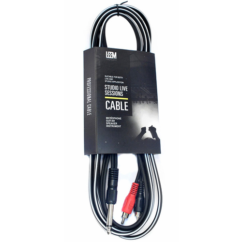 Leem 10ft Y-Cable (1/4" Straight TS - 2 x RCA Plugs)
