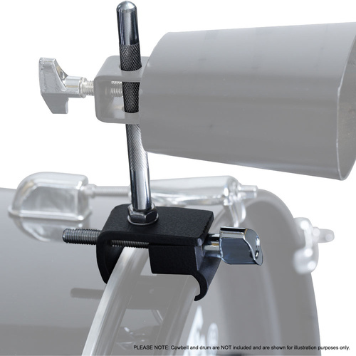 Maxtone Bass Drum Hoop Mounted Cowbell Holder with 10.2mm Knurled Rod