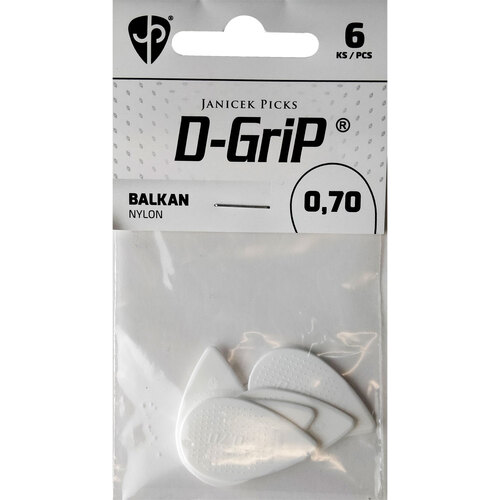 Janicek D-Grip Balkan Nylon Pick in White (0.70mm) - 6pk