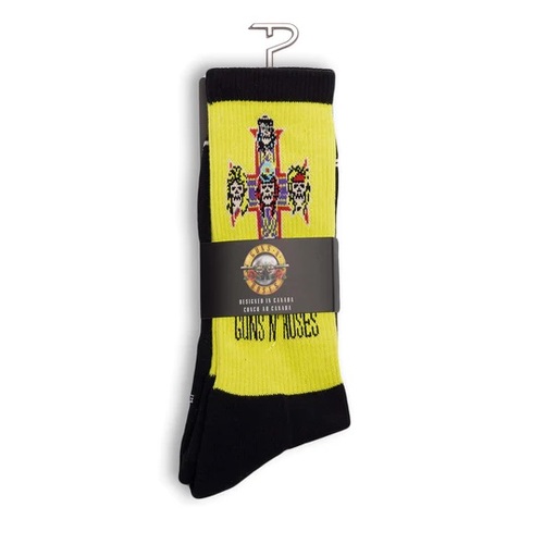 Perris Licensed GNR "Appetite For Destruction" Large Crew Socks in Black/Yellow (1-Pair)