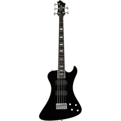 Hagstrom Nekromant-5 String Bass Guitar in Black Gloss with Hardcase