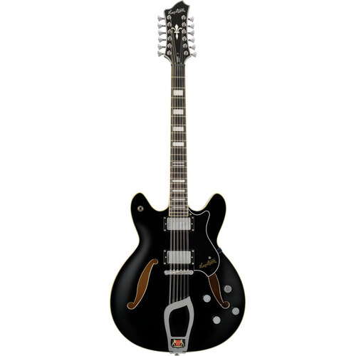 Hagstrom Viking Deluxe 12 String Semi-Hollow Guitar in Black Gloss
