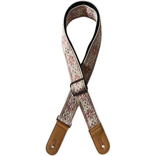 Kealoha 1.5" Embroidered Ukulele Strap in Mexican Aztec Pattern V3 with Brown Ends