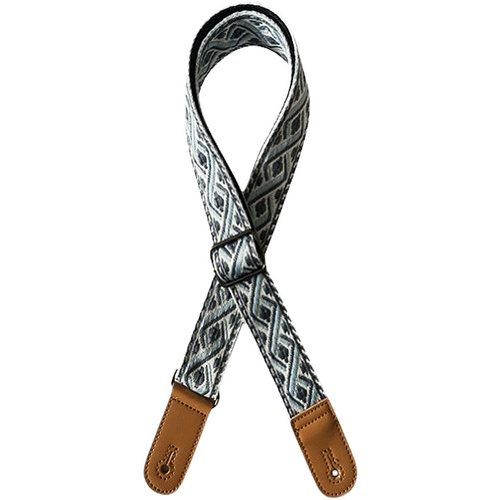 Kealoha 1.5" Embroidered Ukulele Strap in Mexican Aztec Pattern V5 with Brown Ends