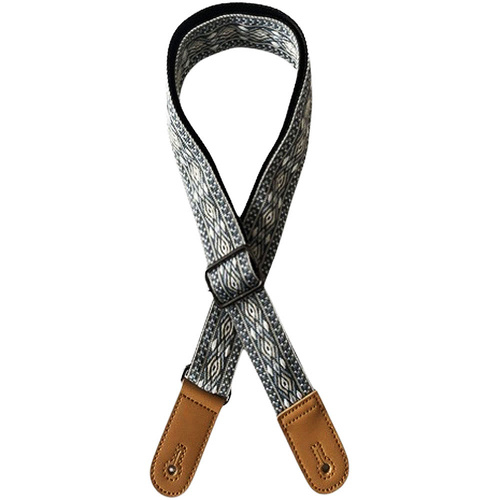 Kealoha 1.5" Embroidered Ukulele Strap in Mexican Aztec Pattern V7 with Brown Ends