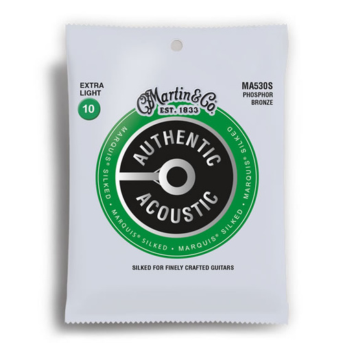 Martin Authentic Acoustic Marquis Silked 92/8 Phosphor Bronze Extra Light Guitar String Set (10-47)