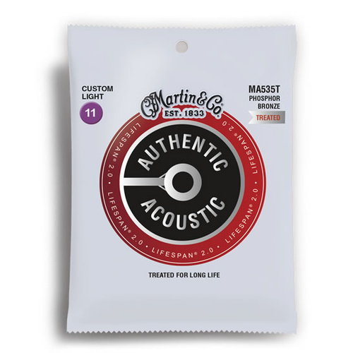 Martin Authentic Acoustic Lifespan 2.0 Phosphor Bronze 92/8 Custom Light Guitar String Set (11-52)