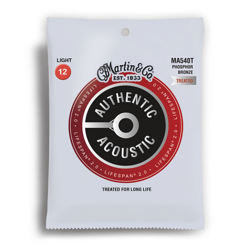 Martin Authentic Acoustic Lifespan 2.0 Phosphor Bronze 92/8 Light Guitar String Set (12-54)