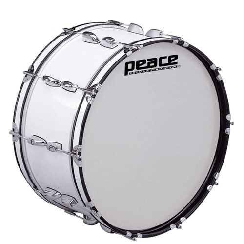 Peace 20-Lug Marching Bass Drum in White (24 x 10")