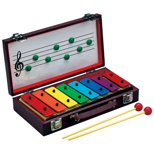 Opus Percussion 8Note Resonator Bell Set in Wooden Case with Beaters