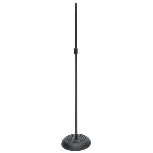 On Stage Straight Mic Stand with Weighted Round Base in Black