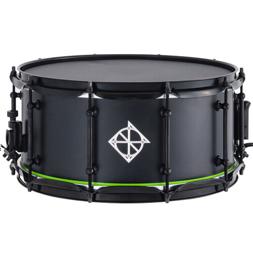 Dixon Artisan Series Zebrawood/Red Silkwood Black Neon Green Snare Drum - 14 x 6.5"