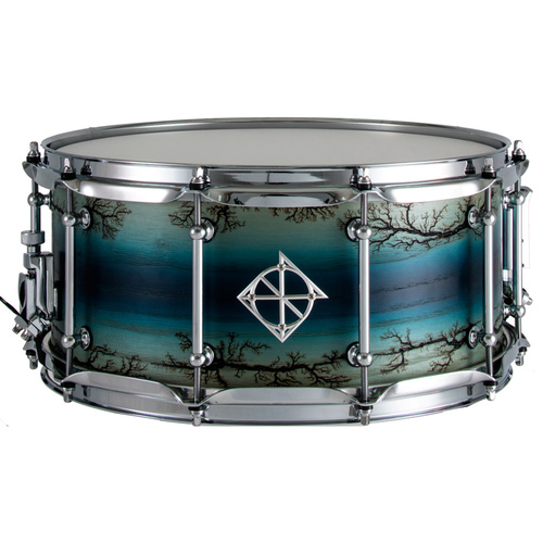 Dixon Artisan Series Ash Snare Drum in Satin Enchanted Blue Reverse Burst - 14 x 6.5"
