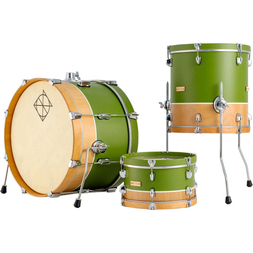 Dixon Little Roomer Select 3-Pce Drum Kit in Natural/Satin Military Green Finish