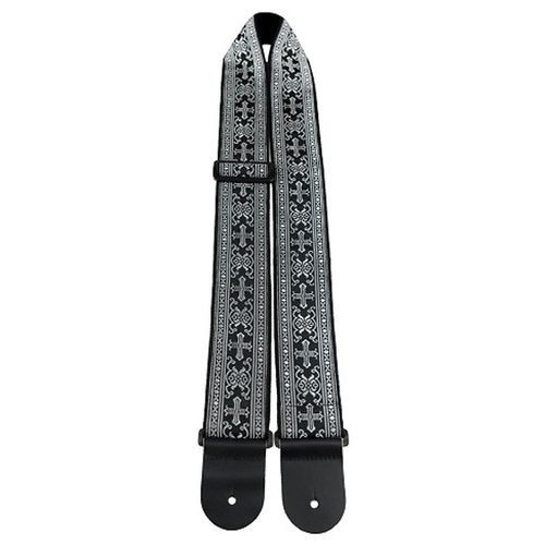 Perris 2.5" Metallic Jacquard Guitar Strap with Silver Crosses design