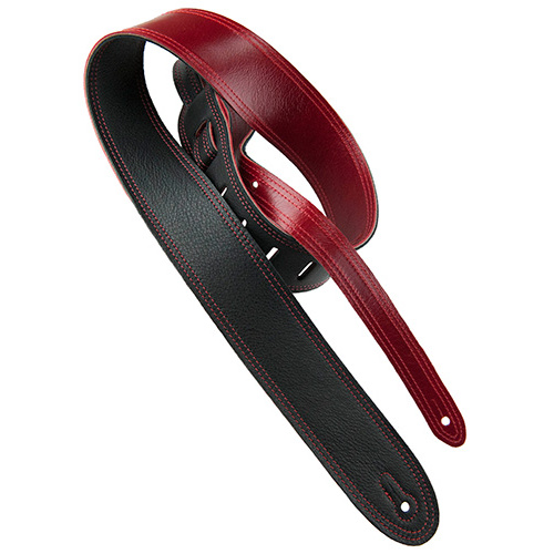 Perris 2" Deluxe Soft Italian Leather Reversible Black/Cherry Guitar Strap