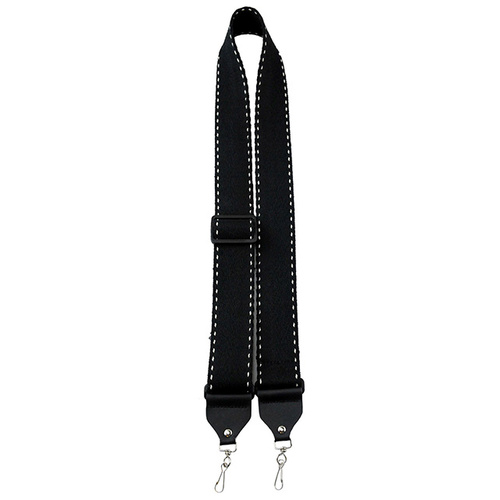 Perris 2" Deluxe Black Cotton Banjo Strap with White Stitching & Metal Hooks