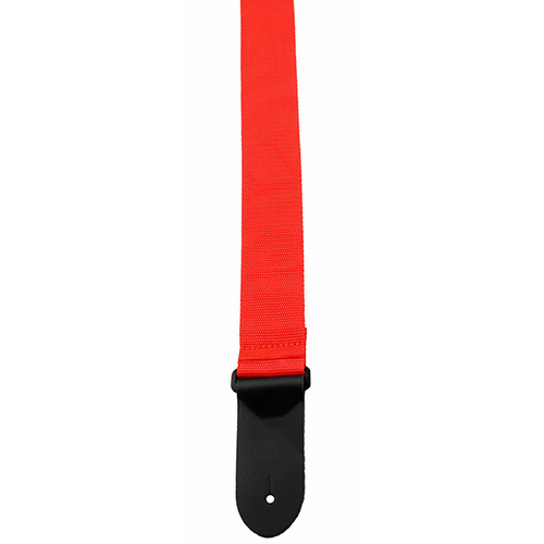 Perris 2" Poly Pro Guitar Strap in Red with Black Leather ends