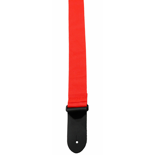 Perris 2" Poly Pro Guitar Strap in Red with Black Leather ends