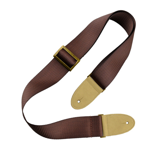 Perris 2" Vegan Collection Nylon-Webbed Guitar Strap in Brown with Cream Ends