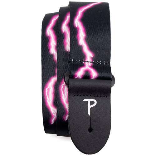 Perris 2" Polyester "Pink Lightning" Guitar Strap with Leather ends