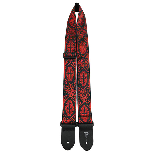 Perris 2" Jacquard Guitar Strap with Red Crosses on Black design