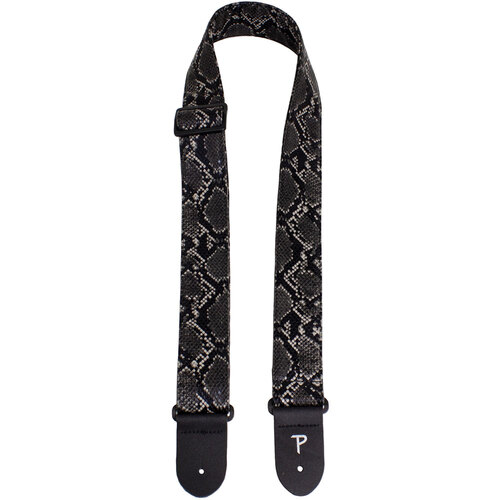 Perris 2" Black Faux Snake Skin Guitar Strap with Leather Ends