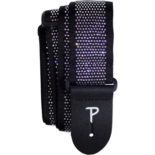 Perris 2.5" Jacquard Ribbon Sewn Guitar Strap with Mini Rhinestones on Black Design