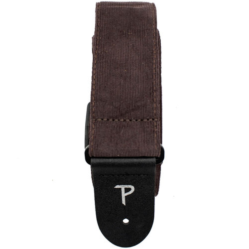 Perris 2" Corduroy Guitar Strap in Brown with Black Leather ends